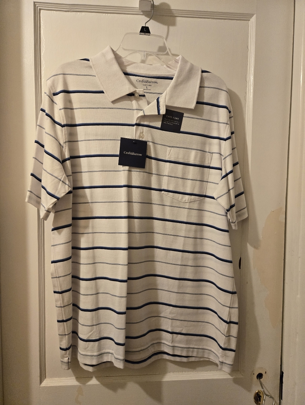 Croft & barrow White Polo with Navy Stripe